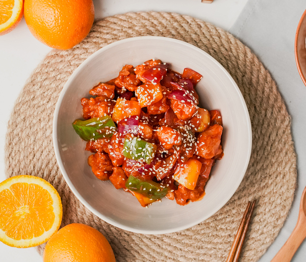 sweet and sour chicken with sesame
